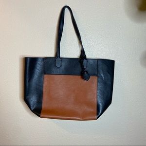 NWT Anthropologie brown and black leather tote bag